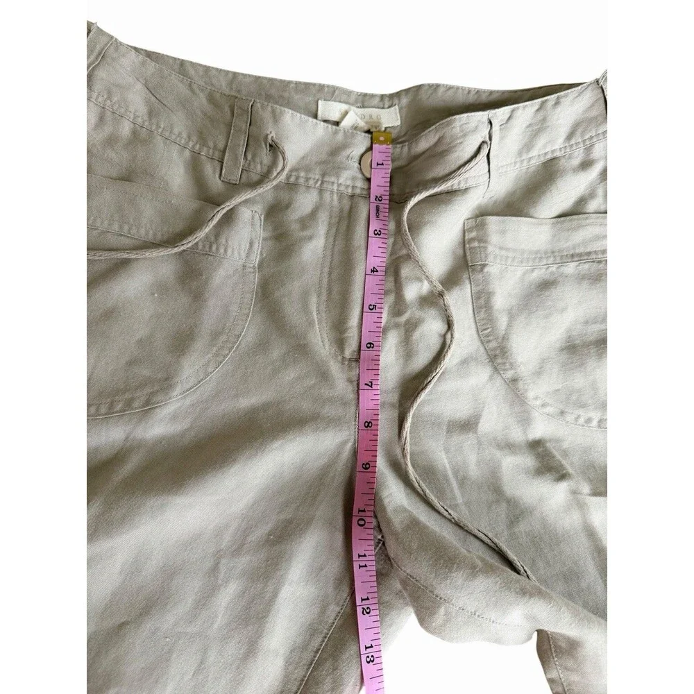 Sandro Paris Linen Utility Capri Pants Size 12 Cargo Drawstring Coastal Luxury